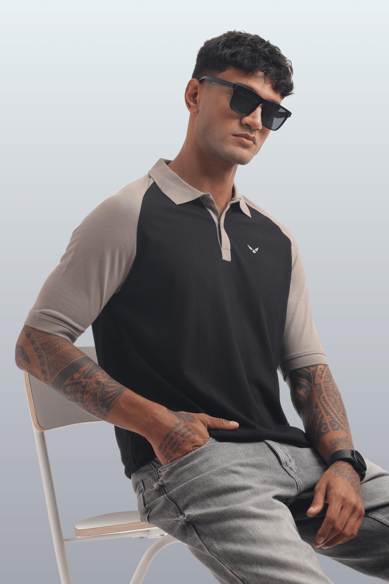 Men's Reglon Sleeve Cotton Rich Polo T-shirt - Black image 3