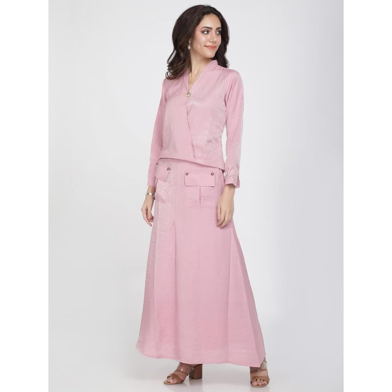 Eayaa Fashion Women V-neck Shimmer Linen Co-ord Set image 3