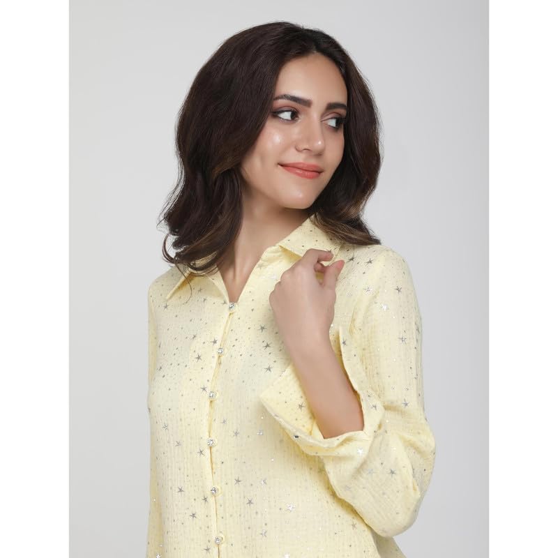 Eayaa Fashion Women Soft Double Layer Muslin Fabric Co-ord Set image 2