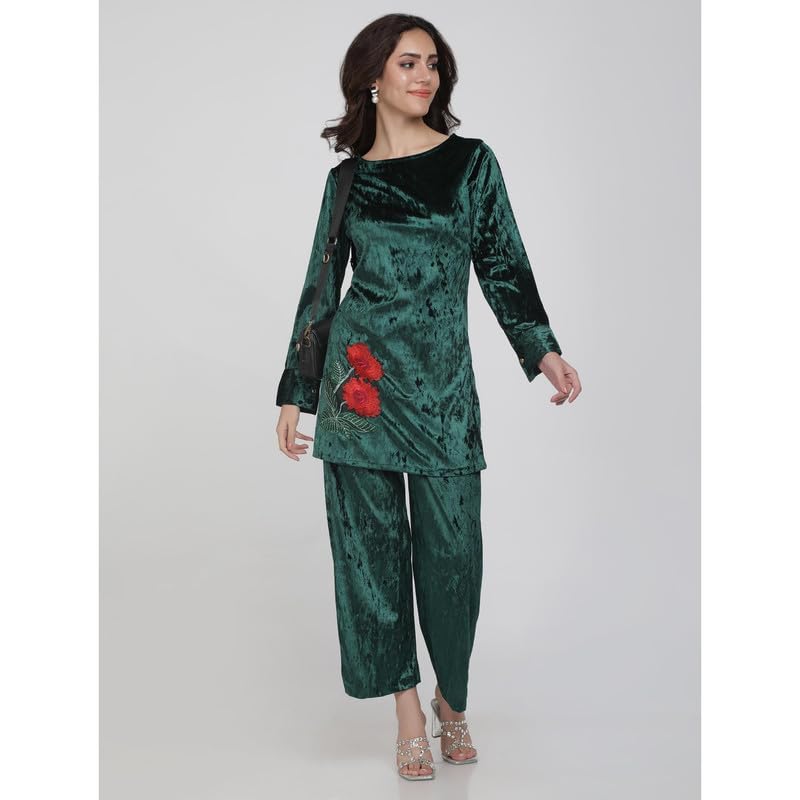 Eayaa Fashion Women Supersoft Premium Velvet Silk Co-ord Set image 3