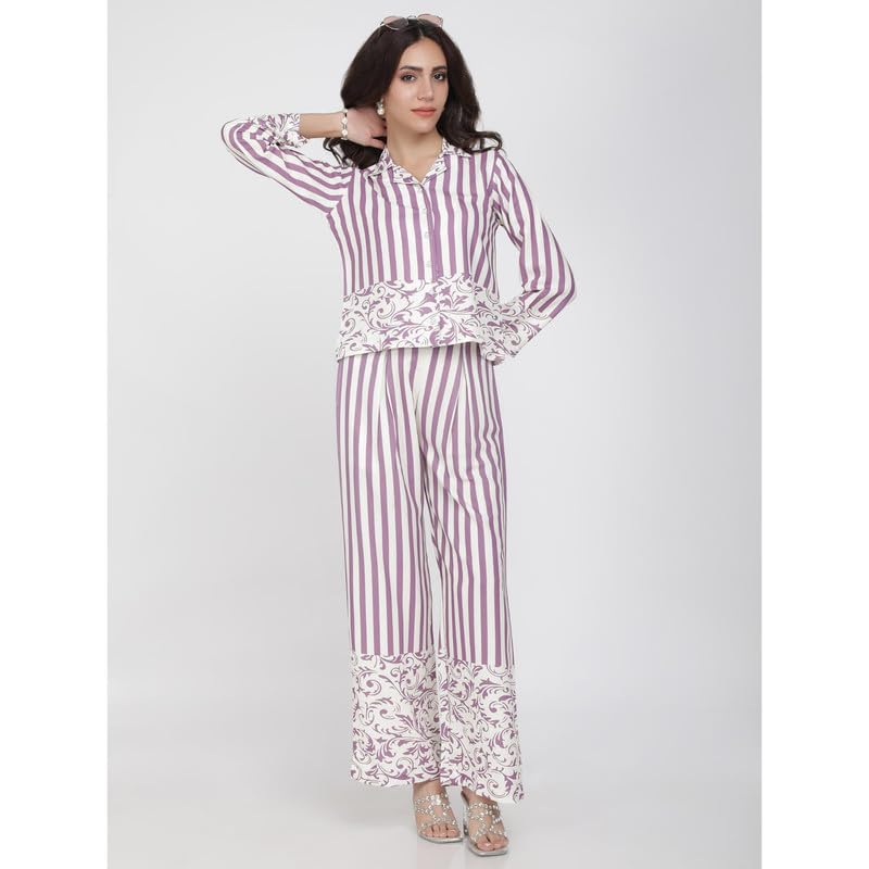 Eayaa Fashion Women's Prints & Stripes Co-ord Set image 3