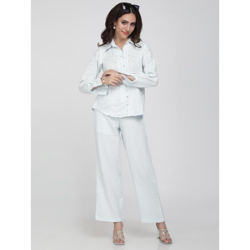 Eayaa Fashion Women Soft Double Layer Muslin Fabric Co-ord Set image 3