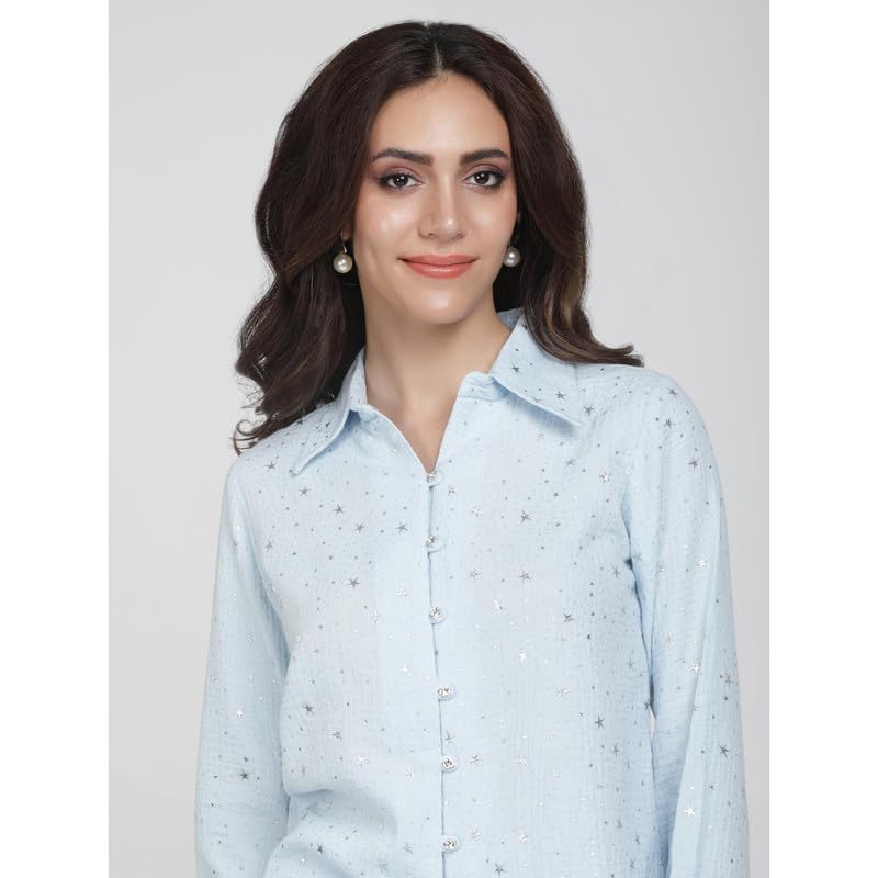 Eayaa Fashion Women Soft Double Layer Muslin Fabric Co-ord Set