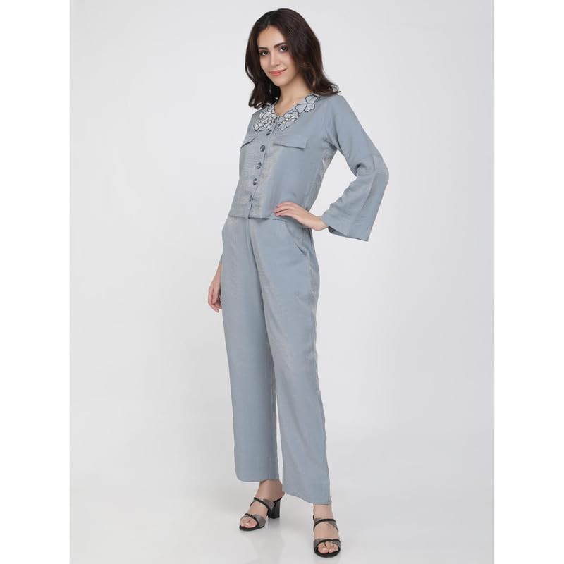 Eayaa Fashion Women's Button-up Shirt Co-ord Set