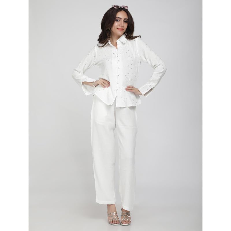 Eayaa Fashion Women Soft Double Layer Muslin Fabric Co-ord Set image 3