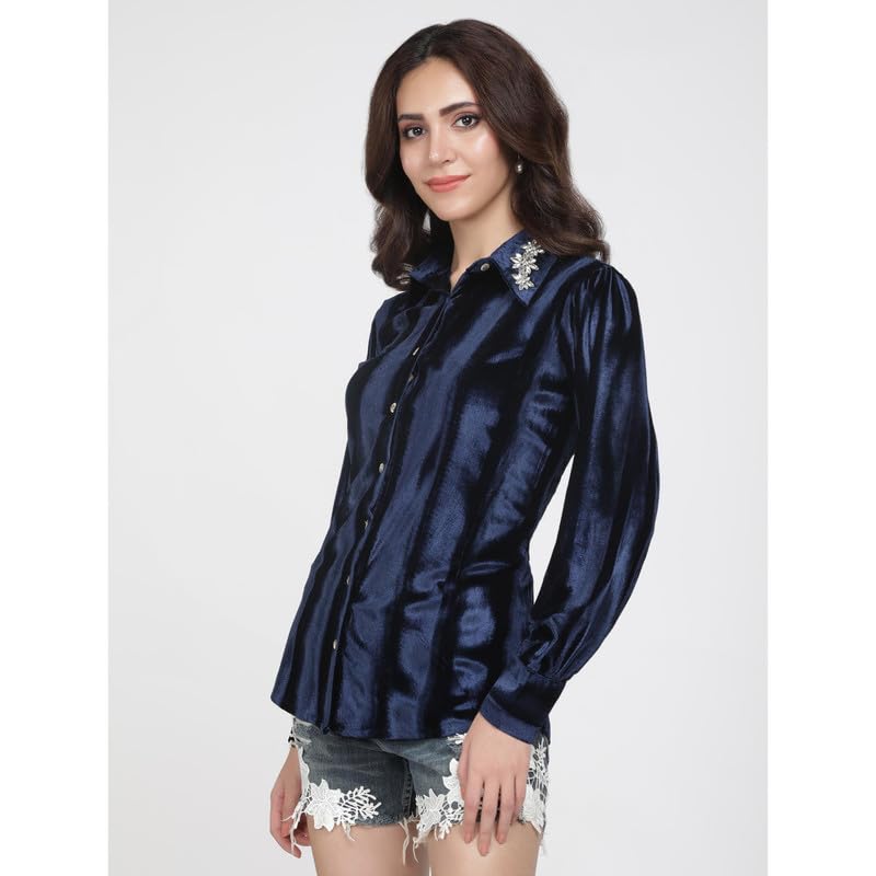 Eayaa Fashion Women's Velvet Shirt image 2