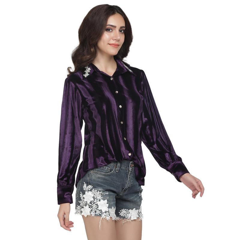 Eayaa Fashion Women's Velvet Shirt