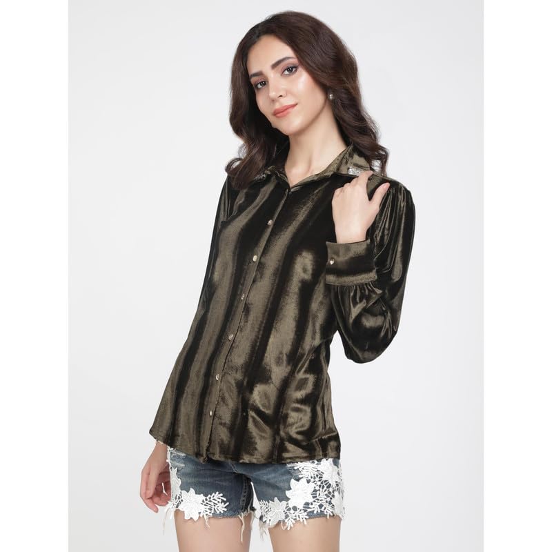 Eayaa Fashion Women's Velvet Shirt image 2