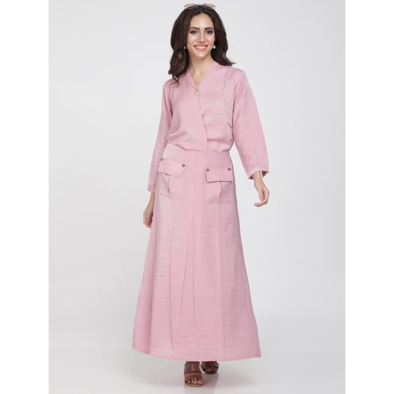 Eayaa Fashion Women V-neck Shimmer Linen Co-ord Set image 4