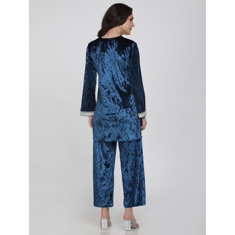 Eayaa Fashion Women Supersoft Premium Velvet Silk Co-ord Set image 6