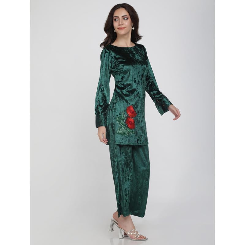 Eayaa Fashion Women Supersoft Premium Velvet Silk Co-ord Set image 4