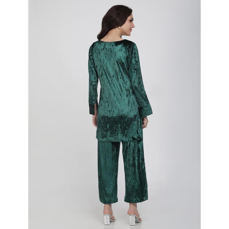 Eayaa Fashion Women Supersoft Premium Velvet Silk Co-ord Set image 6