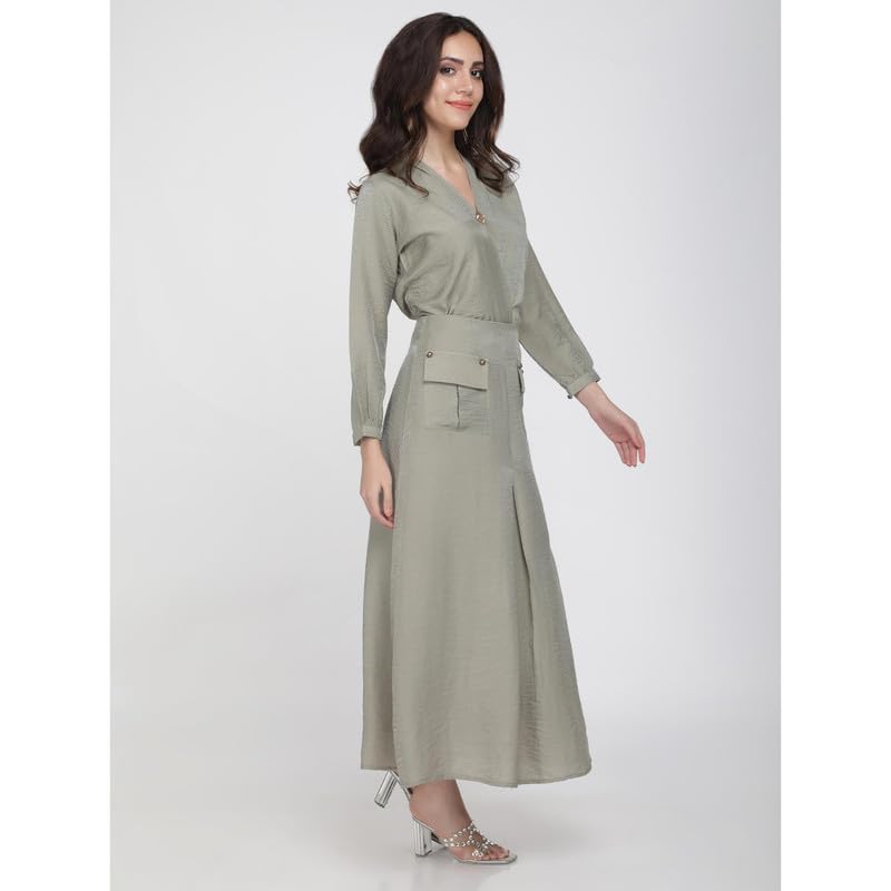 Eayaa Fashion Women V-neck Shimmer Linen Co-ord Set image 4