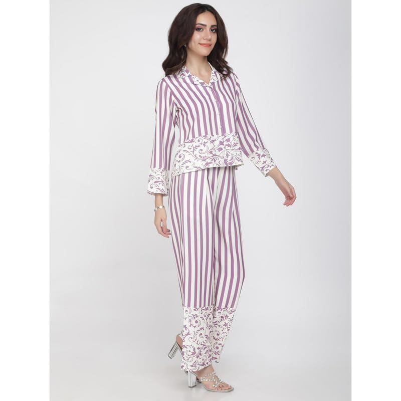 Eayaa Fashion Women's Prints & Stripes Co-ord Set image 4
