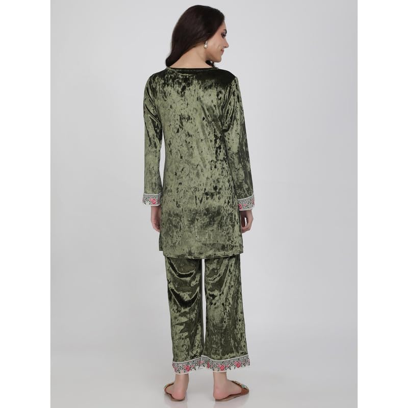 Eayaa Fashion Women's Supersoft Velvet Silk Co-ord Set image 6