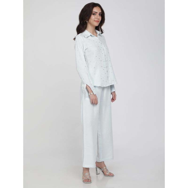 Eayaa Fashion Women Soft Double Layer Muslin Fabric Co-ord Set image 4