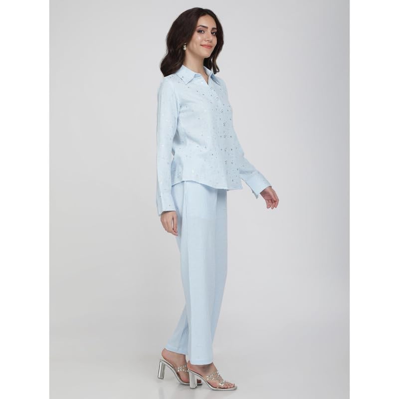 Eayaa Fashion Women Soft Double Layer Muslin Fabric Co-ord Set image 4