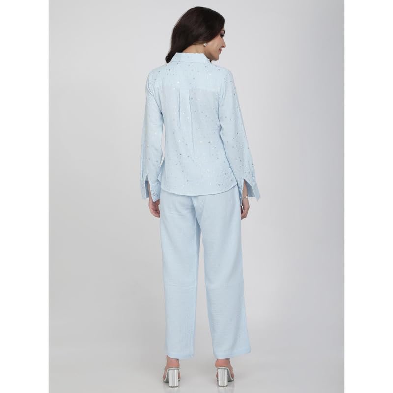 Eayaa Fashion Women Soft Double Layer Muslin Fabric Co-ord Set image 6