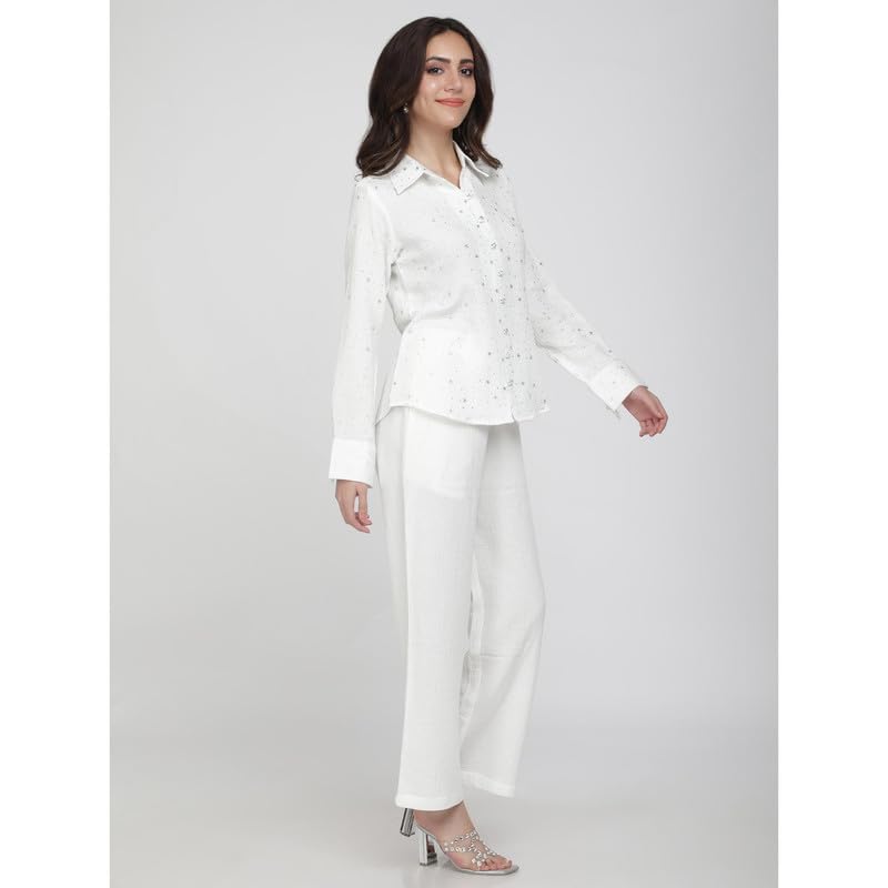 Eayaa Fashion Women Soft Double Layer Muslin Fabric Co-ord Set image 4