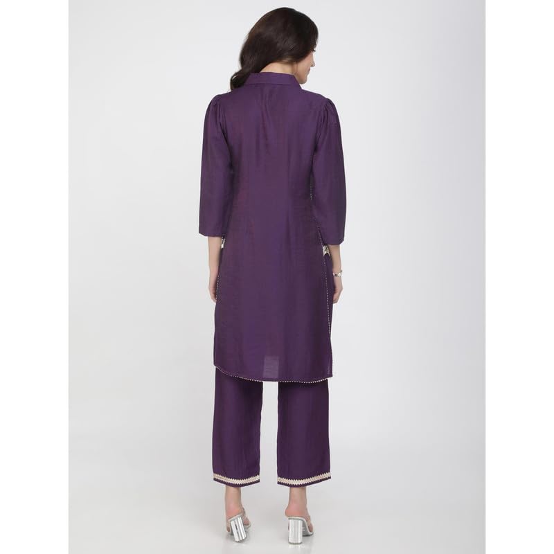 Eayaa Fashion Women's Purple Kurti Mirror Co-ord Set image 6