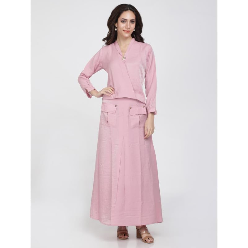Eayaa Fashion Women V-neck Shimmer Linen Co-ord Set image 5
