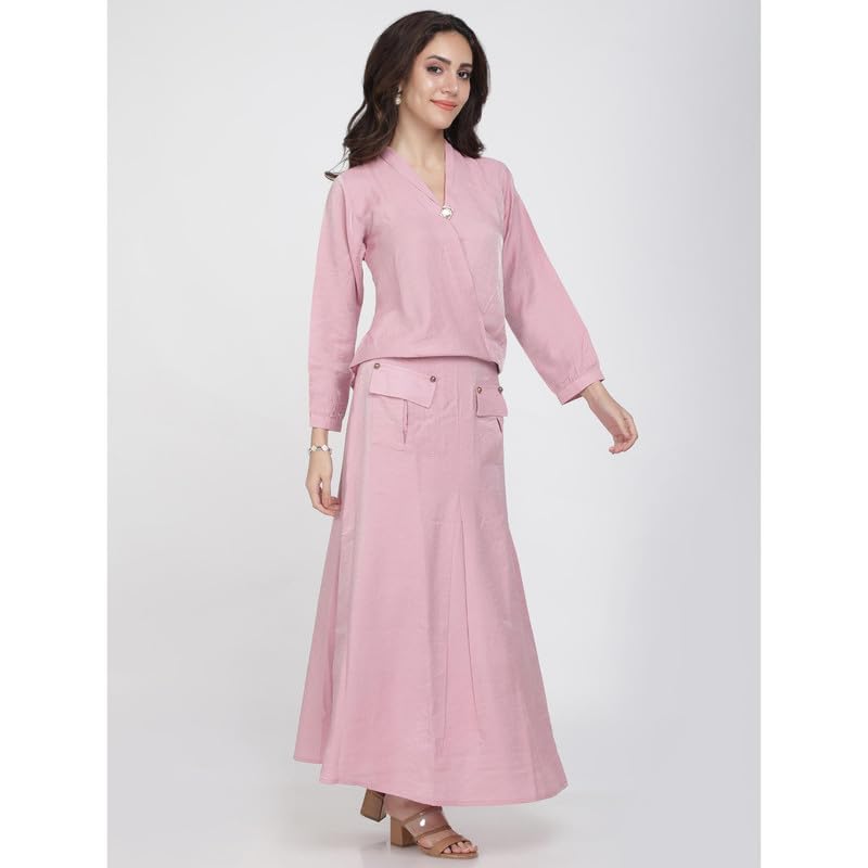 Eayaa Fashion Women V-neck Shimmer Linen Co-ord Set image 7