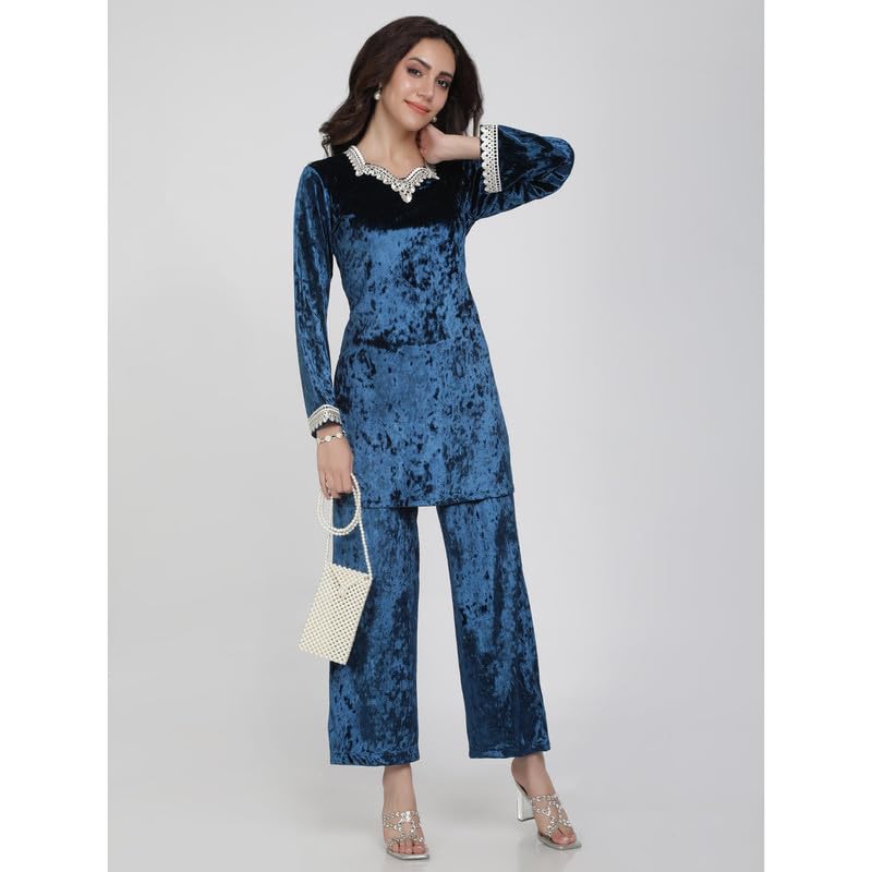 Eayaa Fashion Women Supersoft Premium Velvet Silk Co-ord Set image 5