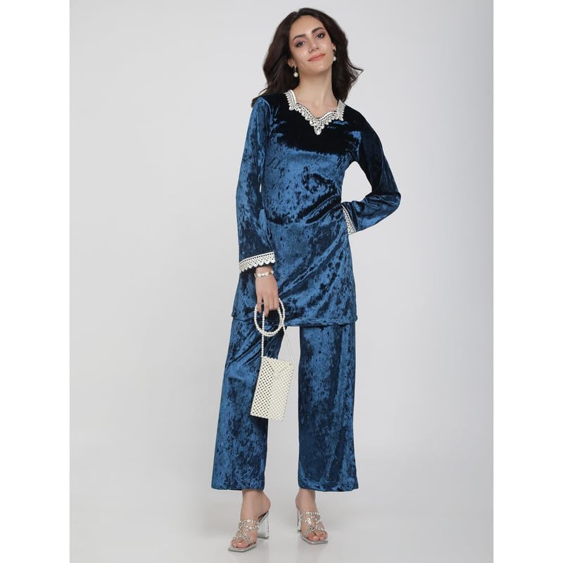 Eayaa Fashion Women Supersoft Premium Velvet Silk Co-ord Set image 7