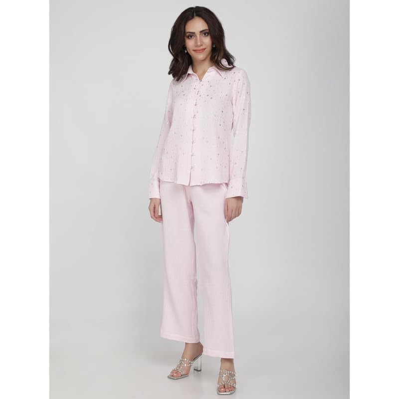 Eayaa Fashion Women Soft Double Layer Muslin Fabric Co-ord Set image 5