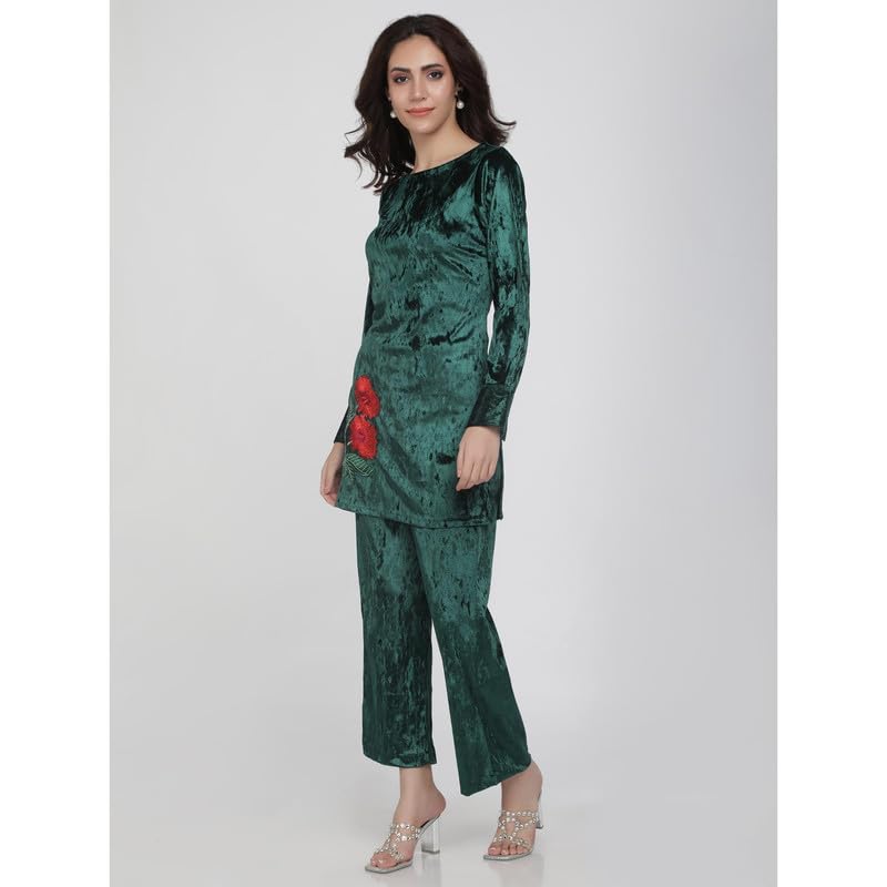 Eayaa Fashion Women Supersoft Premium Velvet Silk Co-ord Set image 5