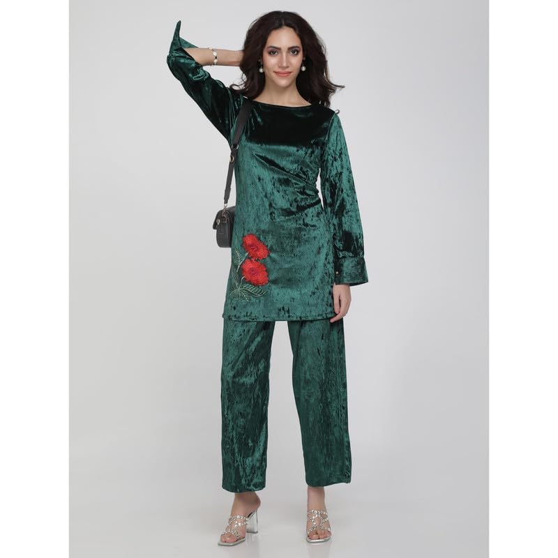 Eayaa Fashion Women Supersoft Premium Velvet Silk Co-ord Set image 7