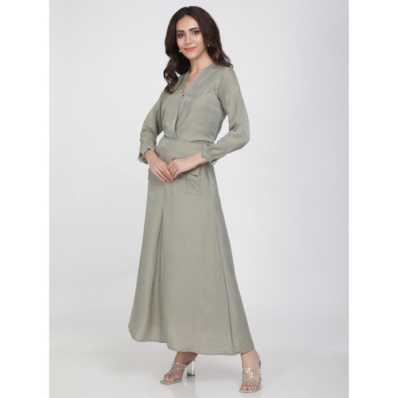 Eayaa Fashion Women V-neck Shimmer Linen Co-ord Set image 5