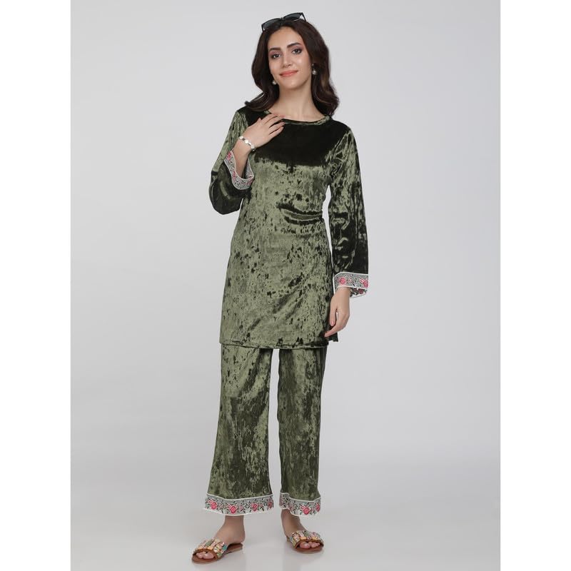Eayaa Fashion Women's Supersoft Velvet Silk Co-ord Set image 7