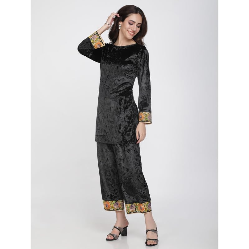 Eayaa Fashion Women's Supersoft Velvet Silk Co-ord Set image 5