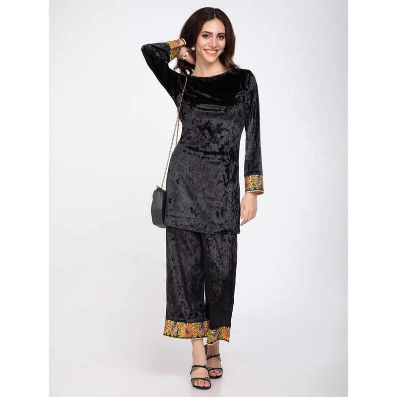 Eayaa Fashion Women's Supersoft Velvet Silk Co-ord Set image 7