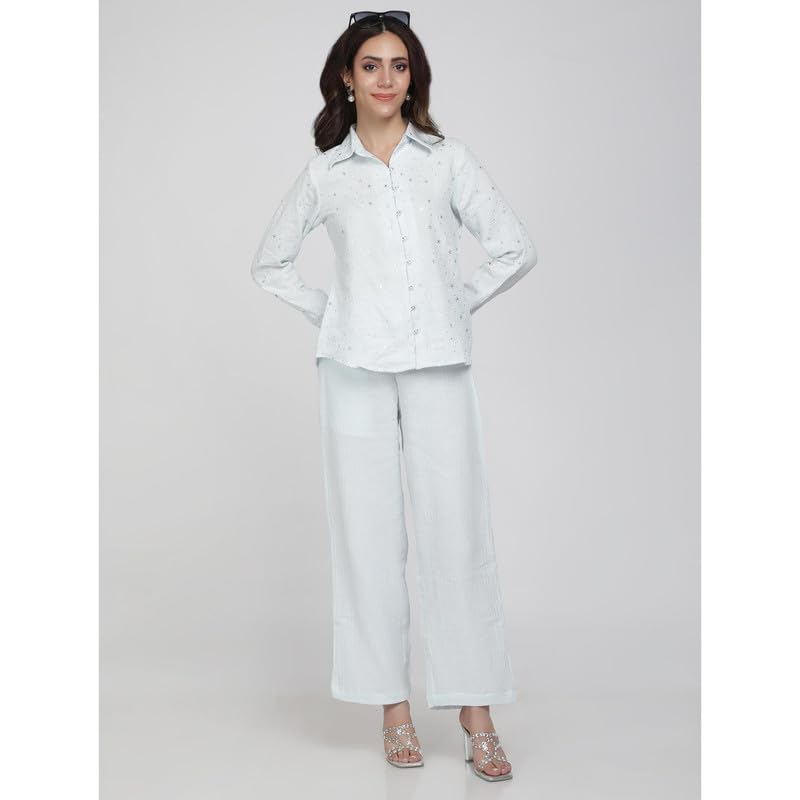Eayaa Fashion Women Soft Double Layer Muslin Fabric Co-ord Set image 7