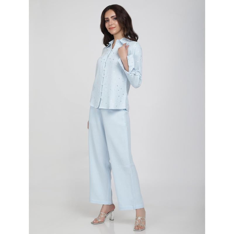 Eayaa Fashion Women Soft Double Layer Muslin Fabric Co-ord Set image 5