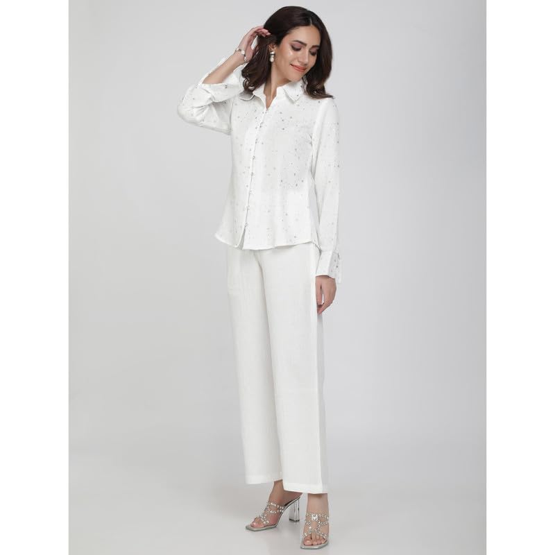 Eayaa Fashion Women Soft Double Layer Muslin Fabric Co-ord Set image 5