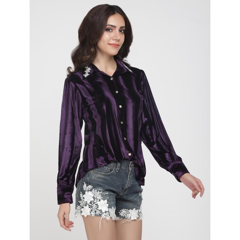 Eayaa Fashion Women's Velvet Shirt image 4