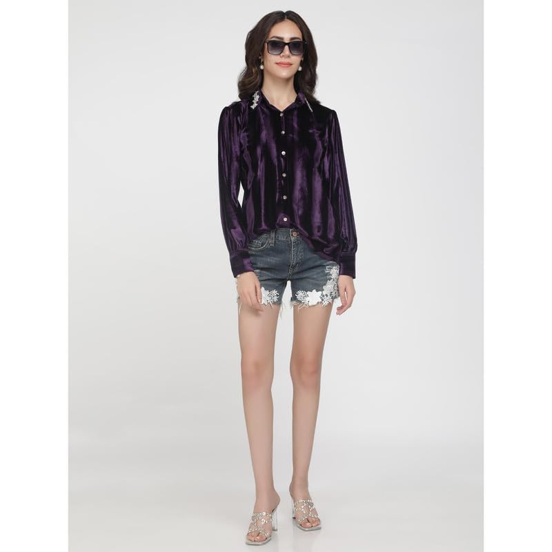 Eayaa Fashion Women's Velvet Shirt image 6