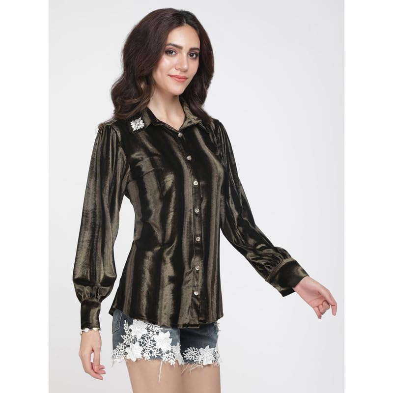 Eayaa Fashion Women's Velvet Shirt image 4