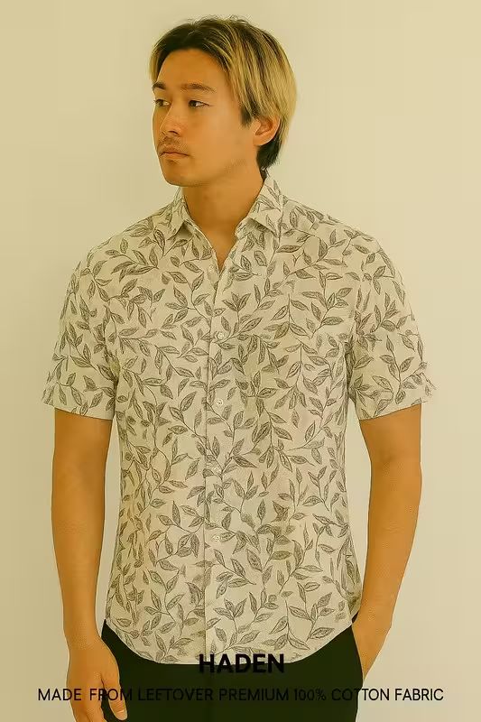 Haden – Earthy Leaf Digital Print Shirt