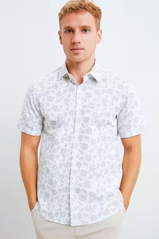 Ivory Mist Floral Cotton Shirt