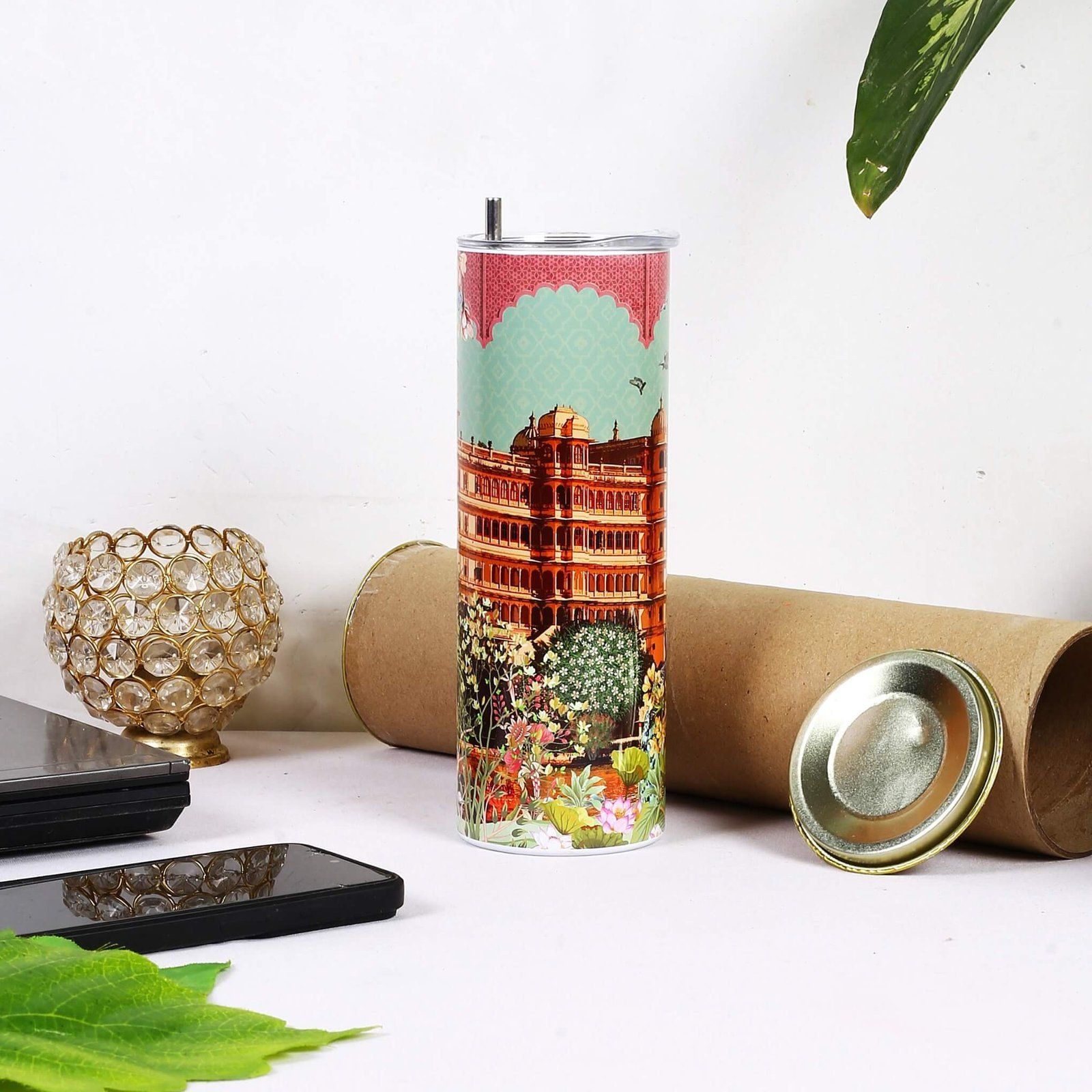Magnificent Udaipur Aesthetic Tumbler Bottle With Straw
