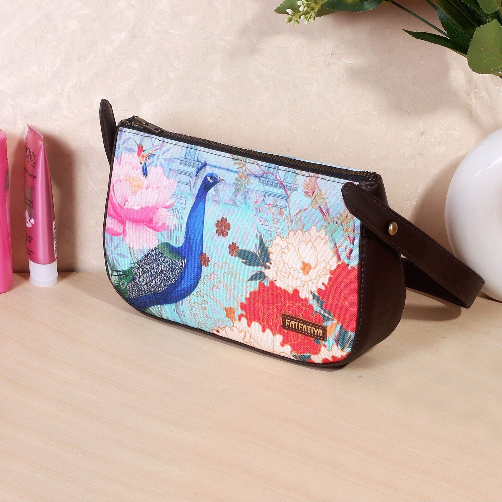 Peacock Floral Baguette Bag For Women