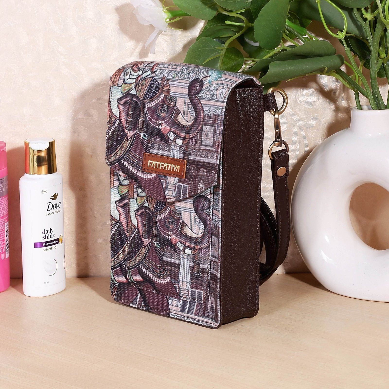 Elephant Print Mobile Sling Bag For Women | Crossbody Phone Bag Small Purse