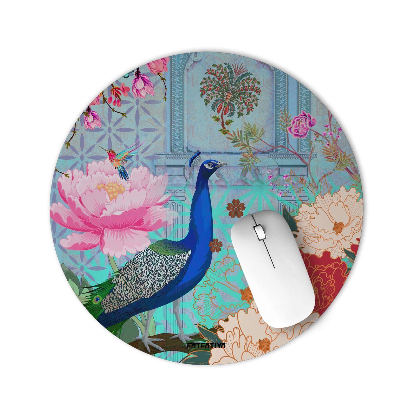 Elegant Peacock Aesthetic Mouse Mat