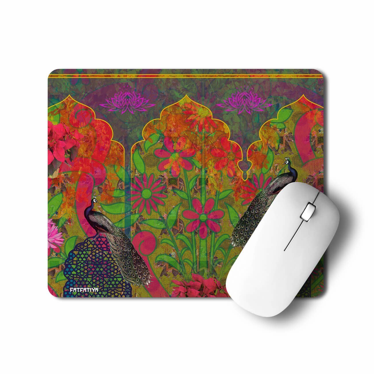 Peacock And Flower Printed Mousemat