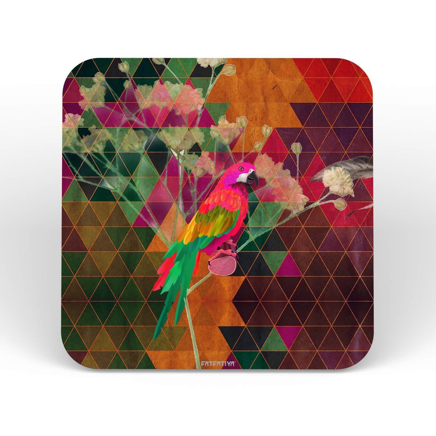 Parrot Designer Printed Mdf Coaster Set