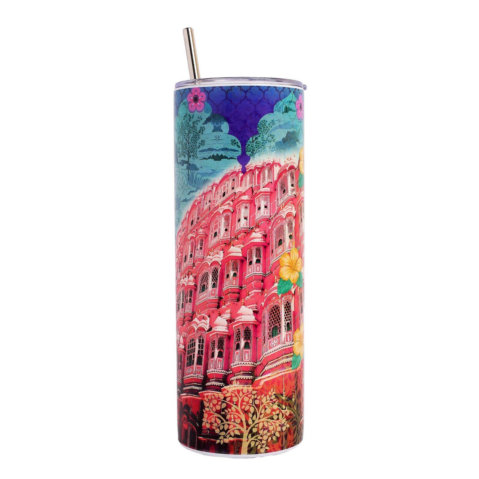 Hawa Mahal Stainless Steel Tumbler With Straw image 2
